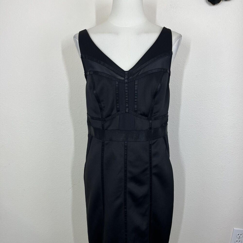 Torrid Dress Womens 00 10/12 Black Satin Bodycon V Neck LBD Party Cocktail - Picture 3 of 9